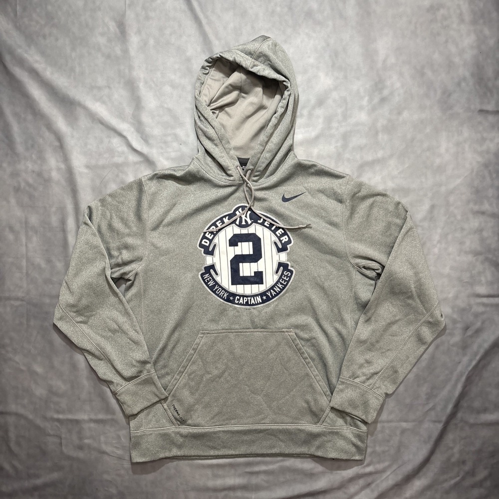 Nike Therma-Fit New York Yankees #2 Derek Jeter Captain Hoodie Men's Medium HOF